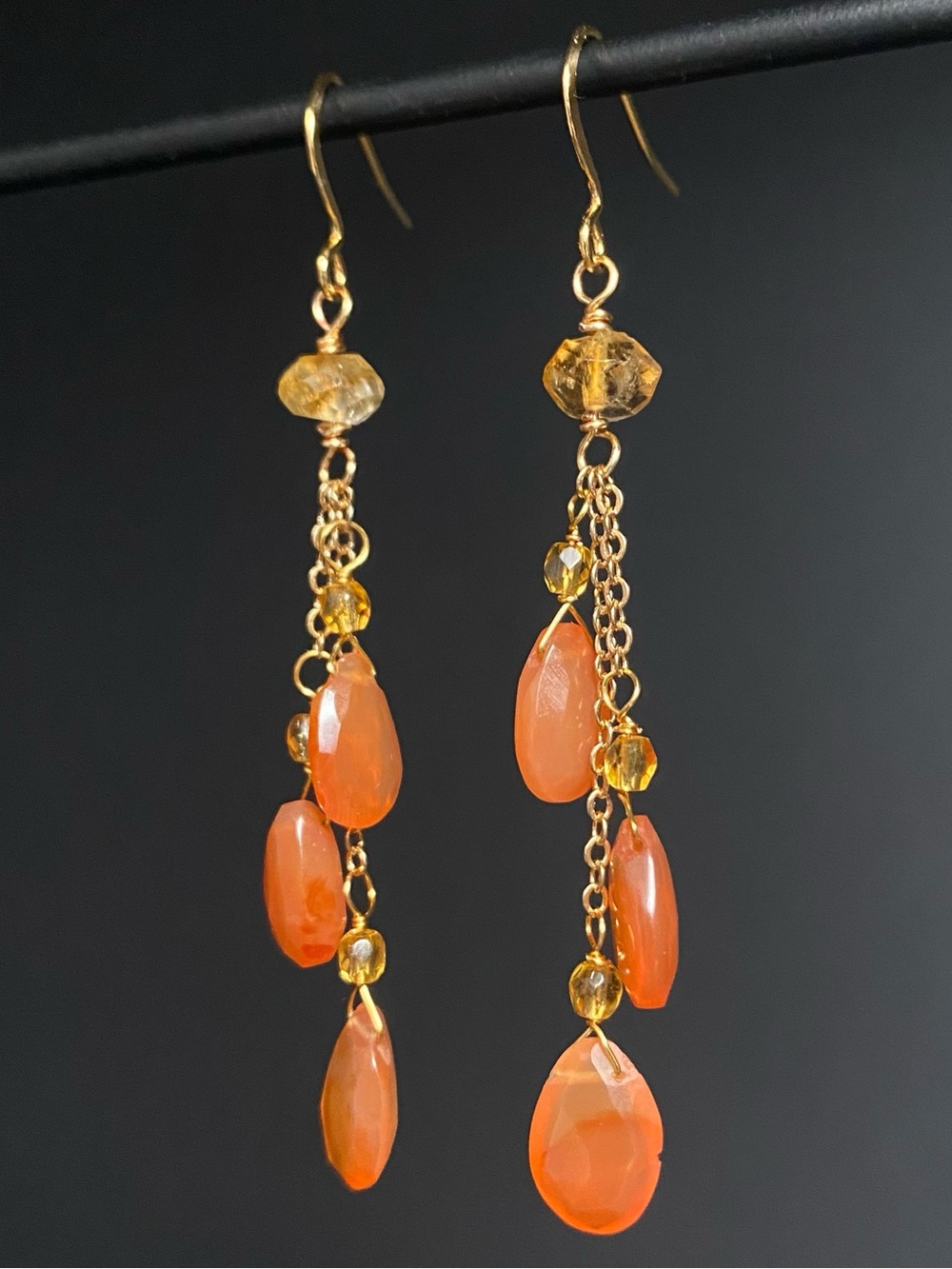 Carnelian & Citrine Dangle Earrings